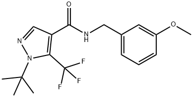1-(TERT-BUTYL)-N-(3-METHOXYBENZYL)-5-(TRIFLUOROMETHYL)-1H-PYRAZOLE-4-CARBOXAMIDE 结构式
