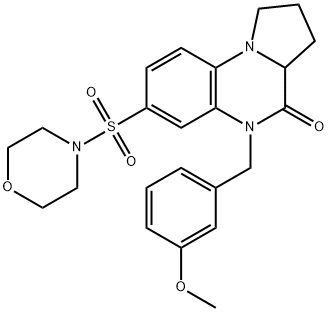 5-(3-METHOXYBENZYL)-7-(MORPHOLINOSULFONYL)-1,2,3,3A-TETRAHYDROPYRROLO[1,2-A]QUINOXALIN-4(5H)-ONE 结构式