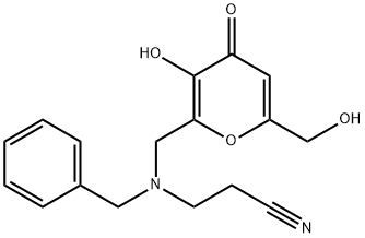 3-(BENZYL([3-HYDROXY-6-(HYDROXYMETHYL)-4-OXO-4H-PYRAN-2-YL]METHYL)AMINO)PROPANENITRILE 结构式