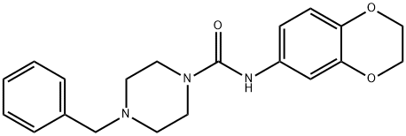 4-Benzyl-N-(2,3-dihydro-1,4-benzodioxin-6-yl)tetrahydro-1(2H)-pyrazinecarboxamide 结构式