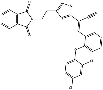 (E)-3-[2-(2,4-DICHLOROPHENOXY)PHENYL]-2-(4-[2-(1,3-DIOXO-1,3-DIHYDRO-2H-ISOINDOL-2-YL)ETHYL]-1,3-THIAZOL-2-YL)-2-PROPENENITRILE 结构式