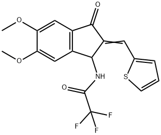 N-(5,6-DIMETHOXY-3-OXO-2-[(Z)-2-THIENYLMETHYLIDENE]-1,3-DIHYDRO-2H-INDEN-1-YL)-2,2,2-TRIFLUOROACETAMIDE 结构式