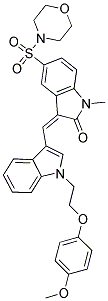 (Z)-3-((1-(2-(4-METHOXYPHENOXY)ETHYL)-1H-INDOL-3-YL)METHYLENE)-1-METHYL-5-(MORPHOLINOSULFONYL)INDOLIN-2-ONE 结构式