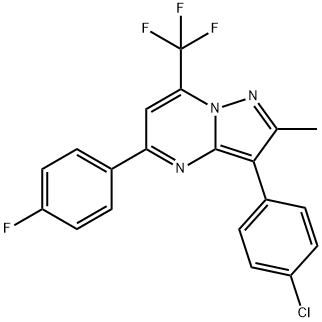 3-(4-CHLOROPHENYL)-5-(4-FLUOROPHENYL)-2-METHYL-7-(TRIFLUOROMETHYL)PYRAZOLO[1,5-A]PYRIMIDINE 结构式