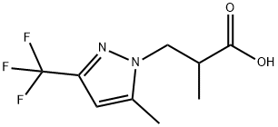 2-甲基-3-[5-甲基-3-(三氟甲基)-1H-吡唑-1-基]丙酸 结构式