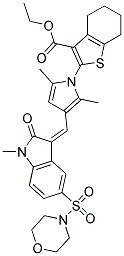 (Z)-ETHYL 2-(2,5-DIMETHYL-3-((1-METHYL-5-(MORPHOLINOSULFONYL)-2-OXOINDOLIN-3-YLIDENE)METHYL)-1H-PYRROL-1-YL)-4,5,6,7-TETRAHYDROBENZO[B]THIOPHENE-3-CARBOXYLATE 结构式