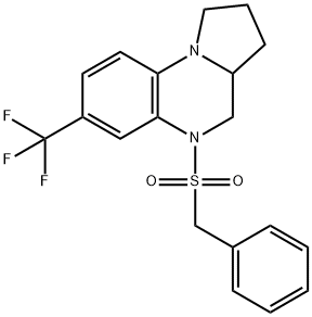 5-(BENZYLSULFONYL)-7-(TRIFLUOROMETHYL)-1,2,3,3A,4,5-HEXAHYDROPYRROLO[1,2-A]QUINOXALINE 结构式