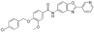 4-(4-CHLOROBENZYLOXY)-3-METHOXY-N-(2-(PYRIDIN-3-YL)BENZO[D]OXAZOL-5-YL)BENZAMIDE 结构式