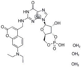 (7-DIETHYLAMINOCOUMARIN-4-YL)METHYL GUANOSINE-3',5'-CYCLIC MONOPHOSPHATE, TRIHYDRATE 结构式