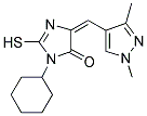 3-CYCLOHEXYL-5-(1,3-DIMETHYL-1H-PYRAZOL-4-YL-METHYLENE)-2-MERCAPTO-3,5-DIHYDRO-IMIDAZOL-4-ONE 结构式