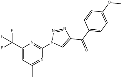 (4-METHOXYPHENYL)(1-[4-METHYL-6-(TRIFLUOROMETHYL)-2-PYRIMIDINYL]-1H-1,2,3-TRIAZOL-4-YL)METHANONE 结构式