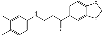 1-(1,3-BENZODIOXOL-5-YL)-3-(3-FLUORO-4-METHYLANILINO)-1-PROPANONE 结构式