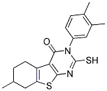 3-(3,4-DIMETHYLPHENYL)-2-MERCAPTO-7-METHYL-5,6,7,8-TETRAHYDRO[1]BENZOTHIENO[2,3-D]PYRIMIDIN-4(3H)-ONE 结构式