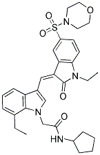 (Z)-N-CYCLOPENTYL-2-(7-ETHYL-3-((1-ETHYL-5-(MORPHOLINOSULFONYL)-2-OXOINDOLIN-3-YLIDENE)METHYL)-1H-INDOL-1-YL)ACETAMIDE 结构式