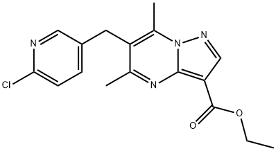 ETHYL 6-[(6-CHLORO-3-PYRIDINYL)METHYL]-5,7-DIMETHYLPYRAZOLO[1,5-A]PYRIMIDINE-3-CARBOXYLATE 结构式