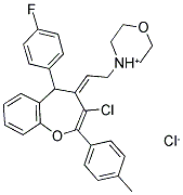 4-((Z)-2-((E)-3-Chloro-5-(4-fluorophenyl)-2-p-tolylbenzo[b]oxepin-4(5H)-ylidene)ethyl)morpholin-4-ium chloride 结构式