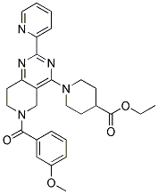1-[6-(3-METHOXY-BENZOYL)-2-PYRIDIN-2-YL-5,6,7,8-TETRAHYDRO-PYRIDO[4,3-D]PYRIMIDIN-4-YL]-PIPERIDINE-4-CARBOXYLIC ACID ETHYL ESTER 结构式