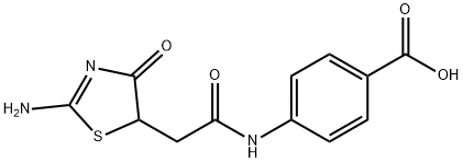 4-[[2-(2-氨基-4,5-二氢-4-氧代-5-噻唑基)乙酰基]氨基]苯甲酸 结构式