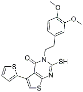 3-[2-(3,4-DIMETHOXYPHENYL)ETHYL]-2-MERCAPTO-5-THIEN-2-YLTHIENO[2,3-D]PYRIMIDIN-4(3H)-ONE 结构式