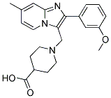 1-[2-(3-METHOXY-PHENYL)-7-METHYL-IMIDAZO[1,2-A]-PYRIDIN-3-YLMETHYL]-PIPERIDINE-4-CARBOXYLIC ACID 结构式