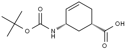 cis-3-tert-Butoxycarbonylaminocyclohex-4-enecarboxylic acid 结构式