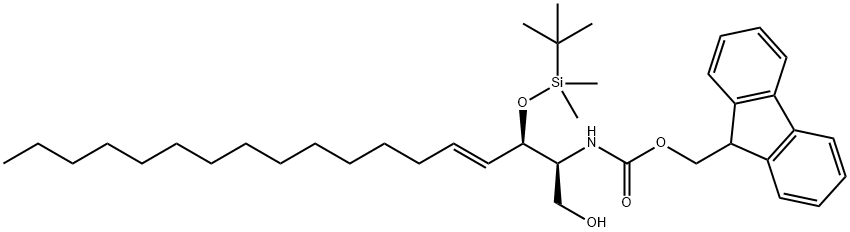 3-O-(叔丁基二甲基硅烷氧)-2-FMOC-赤-鞘氨醇 结构式