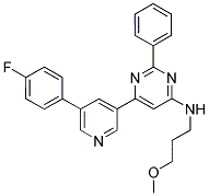 (6-[5-(4-FLUORO-PHENYL)-PYRIDIN-3-YL]-2-PHENYL-PYRIMIDIN-4-YL)-(3-METHOXY-PROPYL)-AMINE 结构式