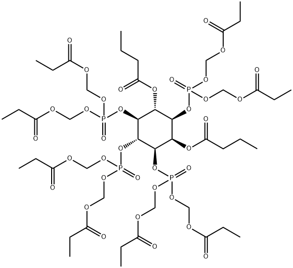 2,6-DI-O-BUTYRYL-MYO-INOSITOL 1,3,4,5-TETRAKISPHOSPHATE-OCTAKIS(PROPIONOXYMETHYL) ESTER 结构式