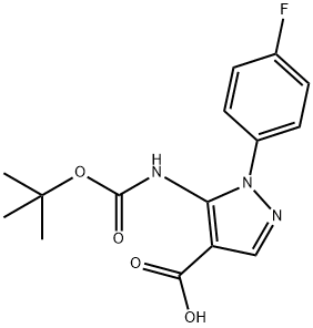 5-((叔丁氧基羰基)氨基)-1-(4-氟苯基)-1H-吡唑-4-羧酸 结构式