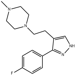 1-(2-[3-(4-FLUOROPHENYL)-1H-PYRAZOL-4-YL]ETHYL)-4-METHYLPIPERAZINE 结构式