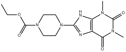 ETHYL 4-(1,3-DIMETHYL-2,6-DIOXO-2,3,6,7-TETRAHYDRO-1H-PURIN-8-YL)PIPERAZINE-1-CARBOXYLATE 结构式
