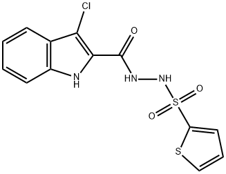 N'-[(3-CHLORO-1H-INDOL-2-YL)CARBONYL]-2-THIOPHENESULFONOHYDRAZIDE 结构式