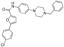 N-(4-(4-BENZYLPIPERAZIN-1-YL)PHENYL)-5-(4-CHLOROPHENYL)FURAN-2-CARBOXAMIDE 结构式