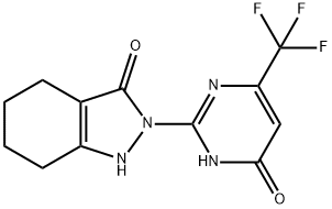 2-[6-OXO-4-(TRIFLUOROMETHYL)-1,6-DIHYDRO-2-PYRIMIDINYL]-1,2,4,5,6,7-HEXAHYDRO-3H-INDAZOL-3-ONE 结构式