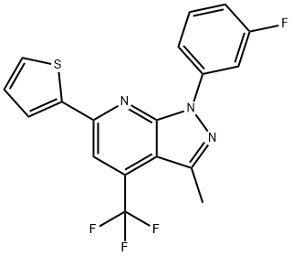 1-(3-FLUOROPHENYL)-3-METHYL-6-(2-THIENYL)-4-(TRIFLUOROMETHYL)-1H-PYRAZOLO[3,4-B]PYRIDINE 结构式