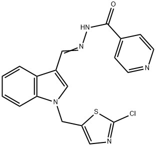 N'-((E)-(1-[(2-CHLORO-1,3-THIAZOL-5-YL)METHYL]-1H-INDOL-3-YL)METHYLIDENE)ISONICOTINOHYDRAZIDE 结构式