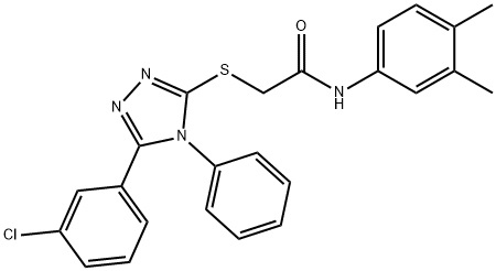 2-((5-(3-氯苯基)-4-苯基-4H-1,2,4-三唑-3-基)硫代)-N-(3,4-二甲基苯基)乙酰胺 结构式