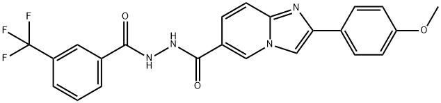2-(4-甲氧基苯基)-N'-(3-(三氟甲基)苯甲酰基)咪唑并[1,2-A]吡啶-6-碳酰肼 结构式