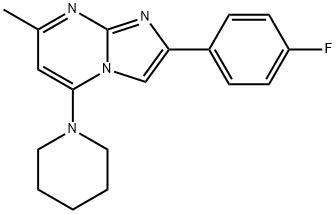 2-(4-FLUOROPHENYL)-7-METHYL-5-PIPERIDINOIMIDAZO[1,2-A]PYRIMIDINE 结构式