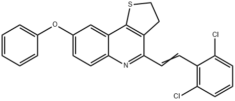 4-[(E)-2-(2,6-DICHLOROPHENYL)ETHENYL]-2,3-DIHYDROTHIENO[3,2-C]QUINOLIN-8-YL PHENYL ETHER 结构式