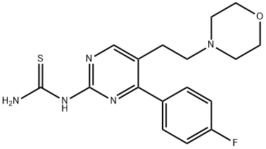 N-[4-(4-FLUOROPHENYL)-5-(2-MORPHOLINOETHYL)-2-PYRIMIDINYL]THIOUREA 结构式