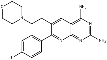 2-AMINO-7-(4-FLUOROPHENYL)-6-(2-MORPHOLINOETHYL)PYRIDO[2,3-D]PYRIMIDIN-4-YLAMINE 结构式