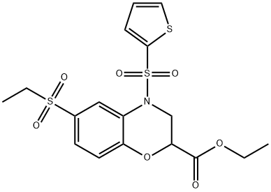 ETHYL 6-(ETHYLSULFONYL)-4-(2-THIENYLSULFONYL)-3,4-DIHYDRO-2H-1,4-BENZOXAZINE-2-CARBOXYLATE 结构式