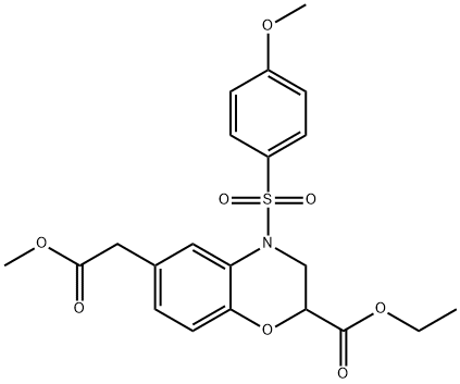 ETHYL 6-(2-METHOXY-2-OXOETHYL)-4-[(4-METHOXYPHENYL)SULFONYL]-3,4-DIHYDRO-2H-1,4-BENZOXAZINE-2-CARBOXYLATE 结构式