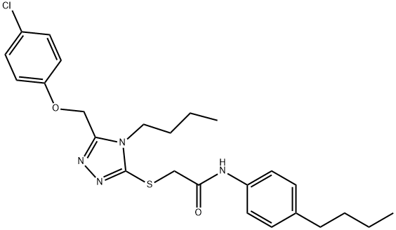 2-((4-丁基-5-((4-氯苯氧基)甲基)-4H-1,2,4-三唑-3-基)硫代)-N-(4-丁基苯基)乙酰胺 结构式