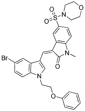 (Z)-3-((5-BROMO-1-(2-PHENOXYETHYL)-1H-INDOL-3-YL)METHYLENE)-1-METHYL-5-(MORPHOLINOSULFONYL)INDOLIN-2-ONE 结构式