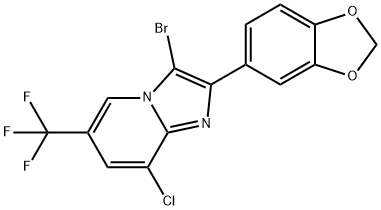 2-(1,3-BENZODIOXOL-5-YL)-3-BROMO-8-CHLORO-6-(TRIFLUOROMETHYL)IMIDAZO[1,2-A]PYRIDINE 结构式