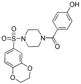 4-([4-(2,3-DIHYDRO-1,4-BENZODIOXIN-6-YLSULFONYL)PIPERAZIN-1-YL]CARBONYL)PHENOL 结构式