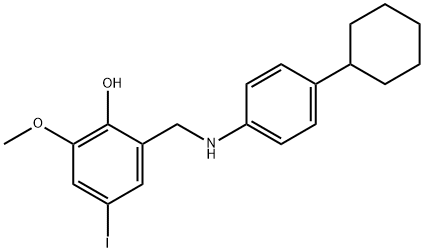 2-[(4-CYCLOHEXYLANILINO)METHYL]-4-IODO-6-METHOXYBENZENOL 结构式