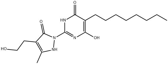 6-HYDROXY-2-[4-(2-HYDROXYETHYL)-3-METHYL-5-OXO-2,5-DIHYDRO-1H-PYRAZOL-1-YL]-5-OCTYL-4(3H)-PYRIMIDINONE 结构式